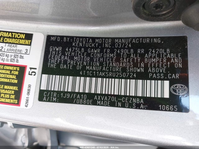 4T1C11AK5RU250724 Toyota a25a-fks