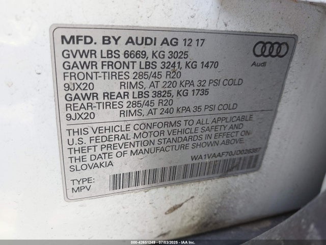 2018 AUDI Q7 WA1VAAF70JD026387 Photo 8