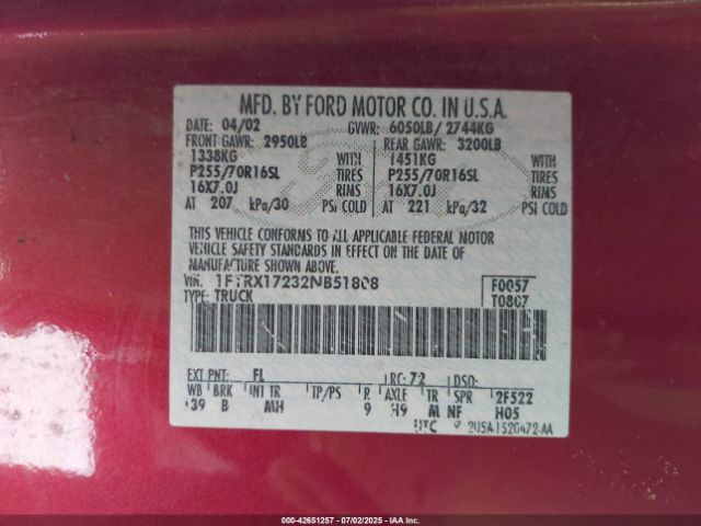 2002 FORD F-150 1FTRX17232NB51808 Photo 8