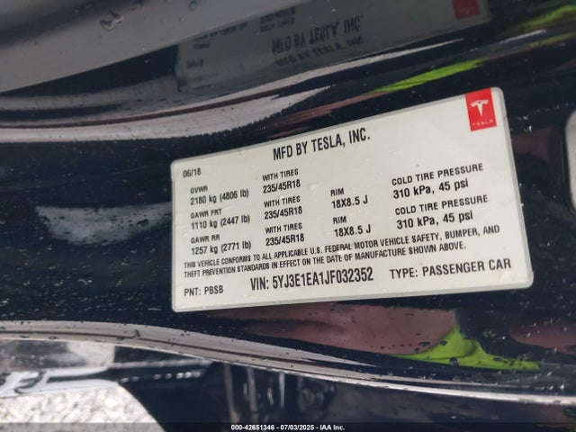2018 TESLA MODEL 3 5YJ3E1EA1JF032352 Photo 8