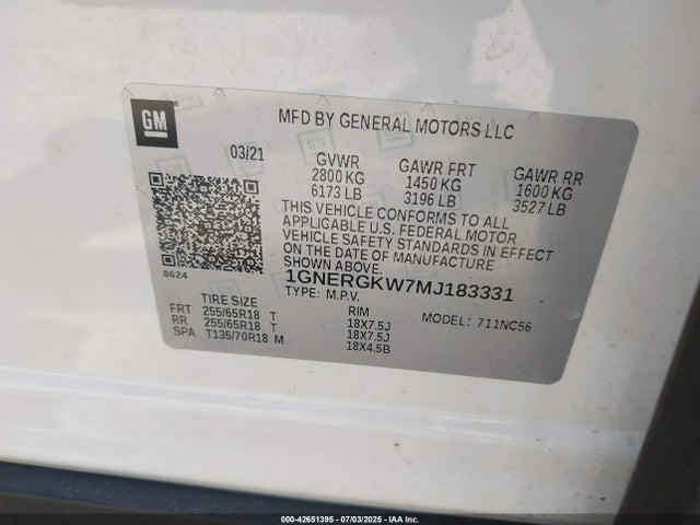 1GNERGKW7MJ183331 Chevrolet lfy