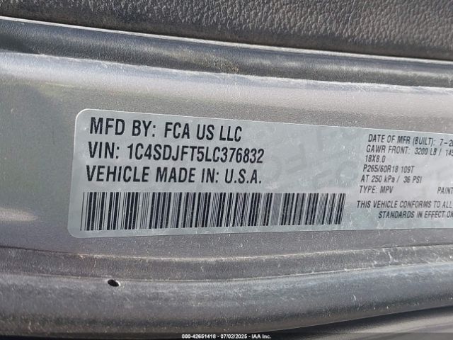 2020 DODGE DURANGO 1C4SDJFT5LC376832 Photo 8