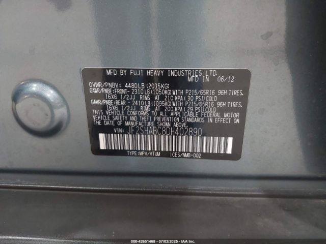 2013 SUBARU FORESTER JF2SHABC8DH402890 Photo 8