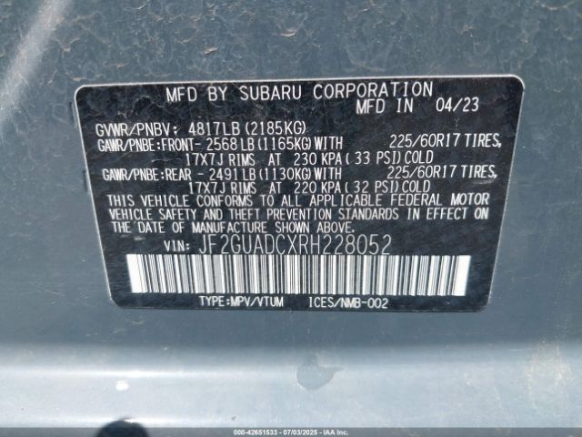 2024 SUBARU CROSSTREK JF2GUADCXRH228052 Photo 8