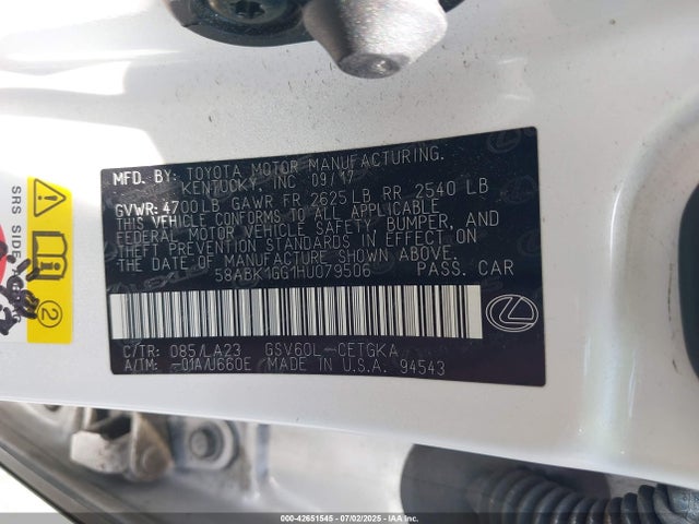 58ABK1GG1HU079506 Lexus 2gr-fe