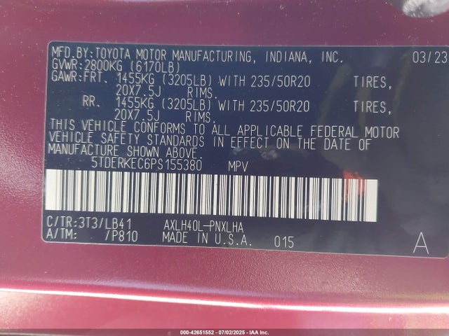 Toyota a25a-fxs, 5nm 2023 5TDERKEC6PS155380 Image 9