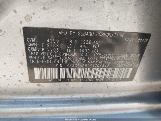 4S3GTAA62K1704342 Subaru Impreza