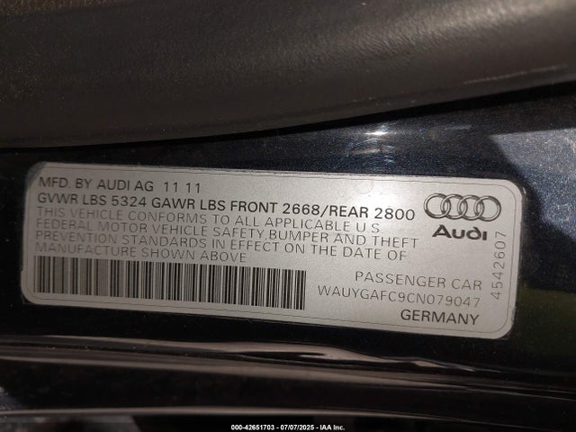 2012 AUDI A7 WAUYGAFC9CN079047 Photo 8