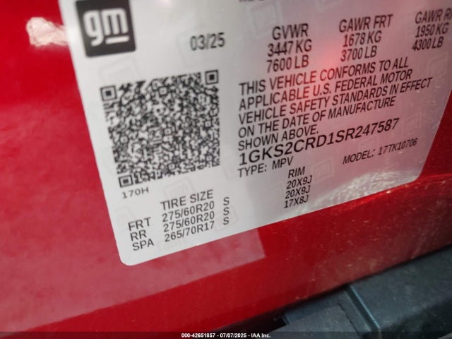 GMC l84 2025 1GKS2CRD1SR247587 Image 9