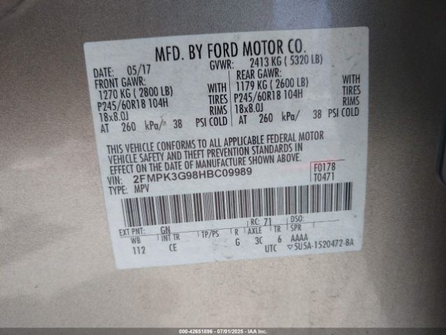 2017 FORD EDGE 2FMPK3G98HBC09989 Photo 8