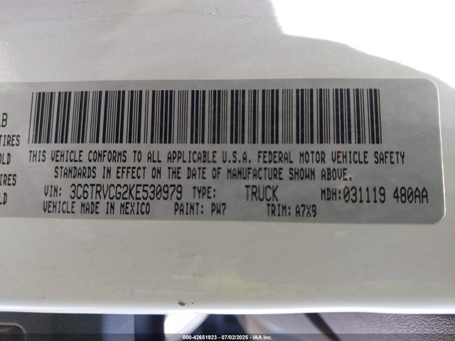 3C6TRVCG2KE530979 RAM 2019