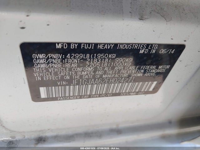 JF1GJAA62EH024271 Subaru 2014