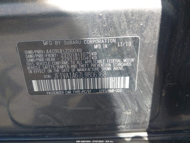 JF1VA1A67L9806368 Subaru dib