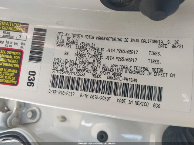 3TMCZ5AN6MM432623 Toyota 2gr-fks