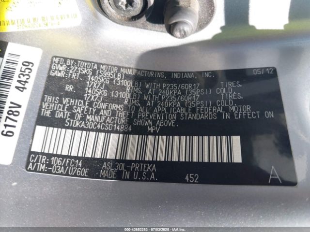 2012 TOYOTA SIENNA 5TDKA3DC4CS014884 Photo 8