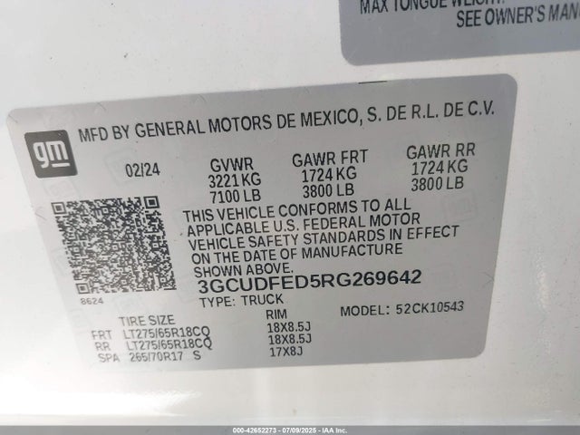 3GCUDFED5RG269642 Chevrolet l84