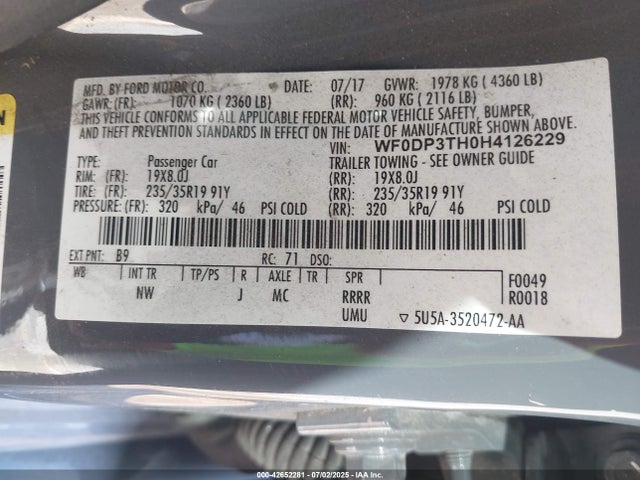 Ford 2.3l gtdi 2017 WF0DP3TH0H4126229 Image 9
