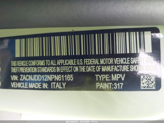 ZACNJDD12NPN61165 Jeep 2022