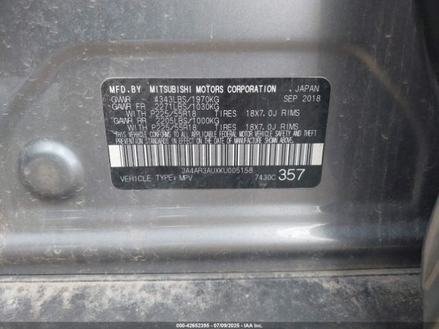 2019 MITSUBISHI OUTLANDER SPORT JA4AR3AUXKU005158 Photo 8