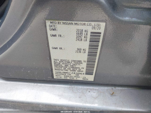 Nissan 2020 2020 1N4BL4BW0LC283064 Image 9