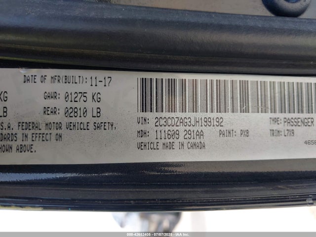 Dodge 2018 2018 2C3CDZAG3JH199192 Image 9