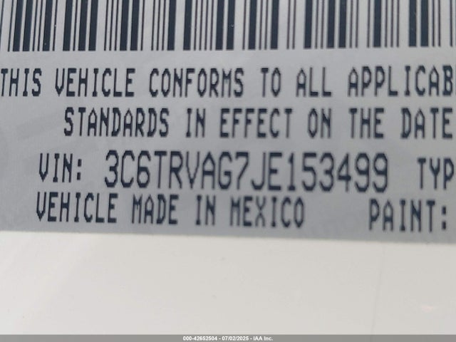 3C6TRVAG7JE153499 RAM Promaster 1500