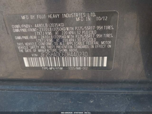 2013 SUBARU FORESTER JF2SHADC6DH440230 Photo 8