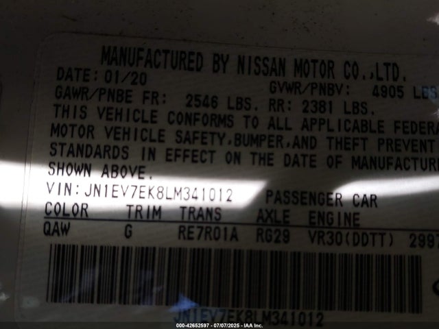 JN1EV7EK8LM341012 Infiniti Q60