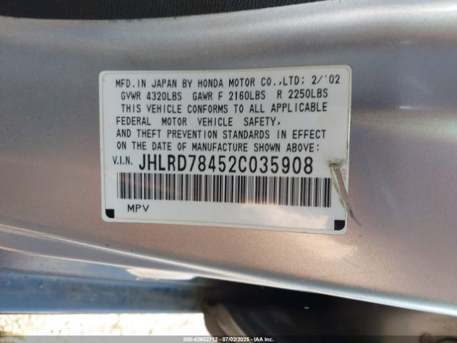 2002 HONDA CR-V JHLRD78452C035908 Photo 8