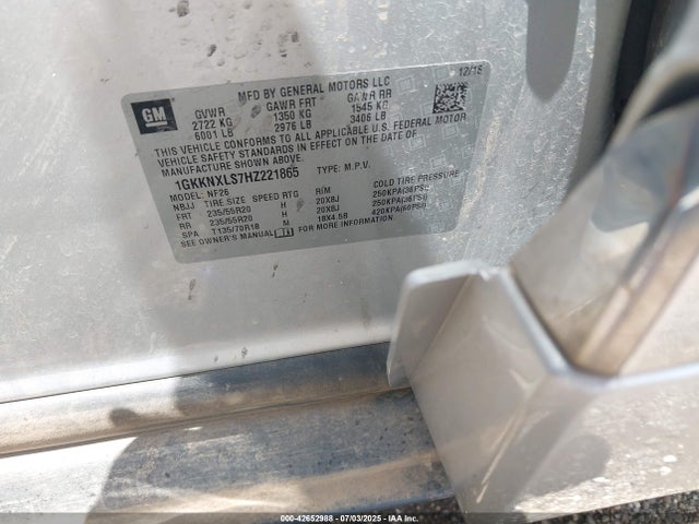 1GKKNXLS7HZ221865 GMC lgx - di: direct injection, vvt: variable valve timing, alum, gen 2