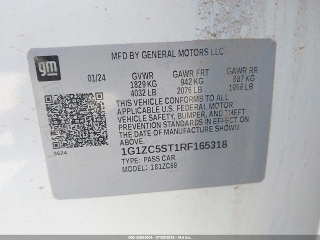 1G1ZC5ST1RF165318 Chevrolet lfv
