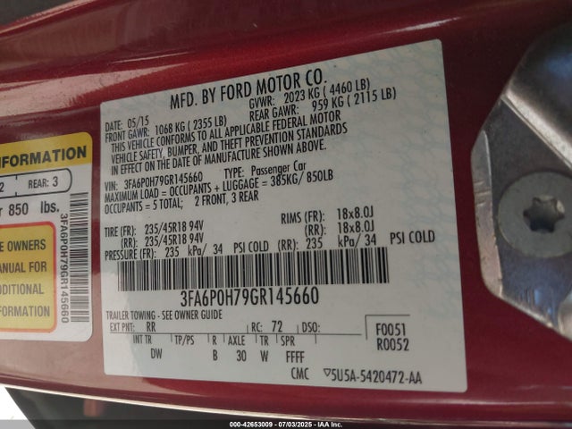 Ford 2016 2016 3FA6P0H79GR145660 Image 9