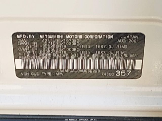 2021 MITSUBISHI OUTLANDER SPORT JA4APUAU0MU032223 Photo 8