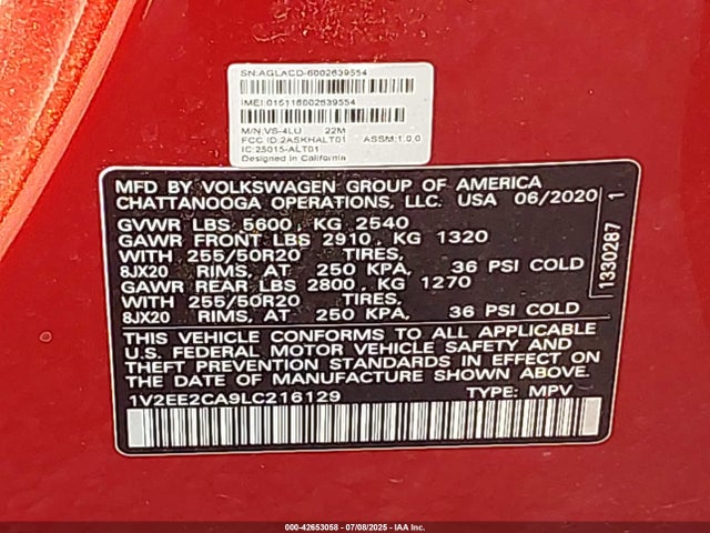 1V2EE2CA9LC216129 Volkswagen fsi
