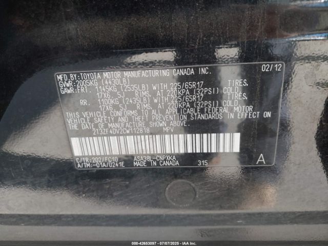2012 TOYOTA RAV4 2T3ZF4DV2CW112818 Photo 8