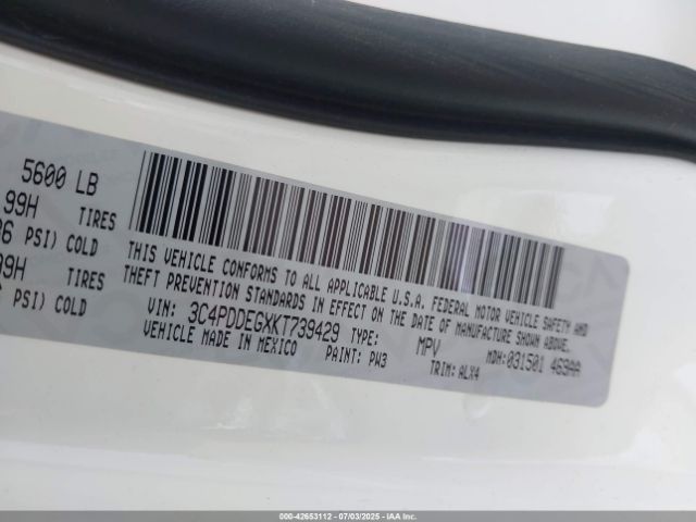 2019 DODGE JOURNEY 3C4PDDEGXKT739429 Photo 8