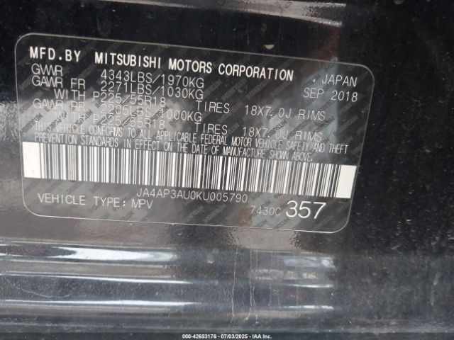 2019 MITSUBISHI OUTLANDER SPORT JA4AP3AU0KU005790 Photo 8