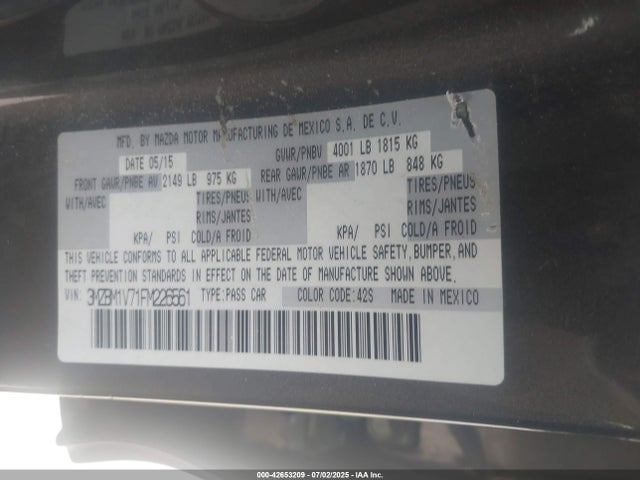 3MZBM1V71FM226561 Mazda pe