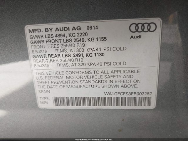 2015 AUDI Q3 WA1GFCFS3FR002282 Photo 8