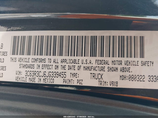 42653343 :رقم المزاد ، 3C63R3CJ6JG339455 vin ، 2018 Ram 3500 Tradesman  4x4 6'4 Box مزاد بيع
