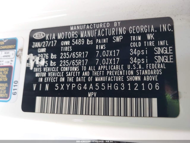5XYPG4A55HG312106 KIA Sorento