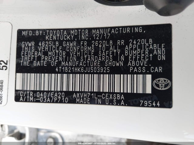 4T1B21HK6JU503925 Toyota a25a-fxs port+direct