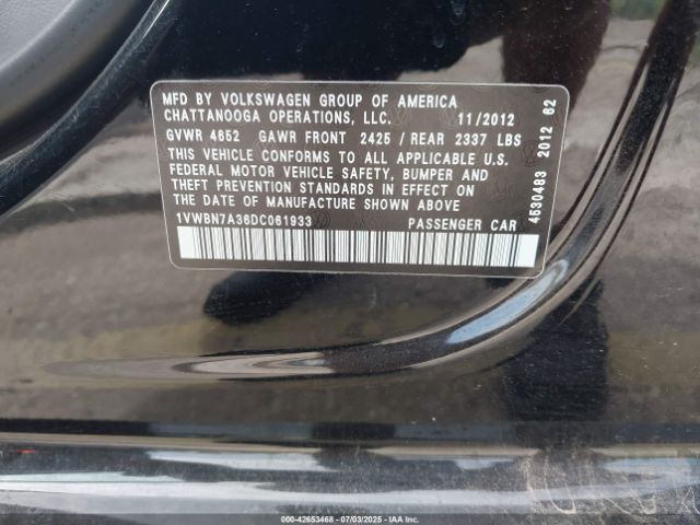 2013 VOLKSWAGEN PASSAT 1VWBN7A36DC061933 Photo 8