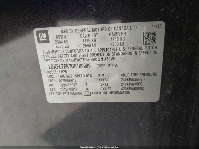 GMC lea - e85 max, aluminum 2016 2GKFLTEK7G6189989 Image 9