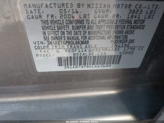3N1AB7AP8GL663688 Nissan 2016
