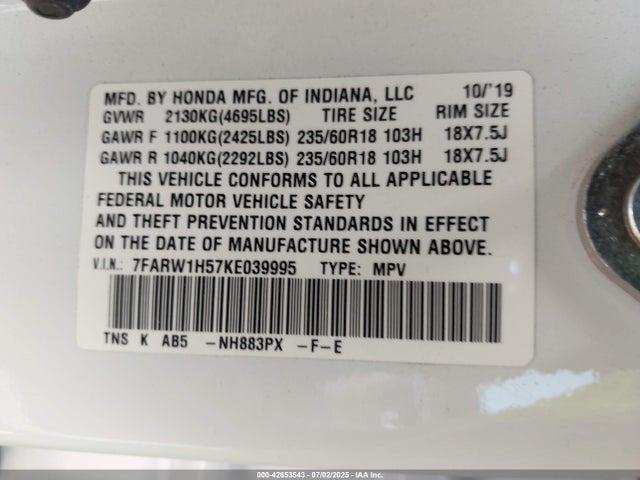 Honda l15be 2019 7FARW1H57KE039995 Image 9