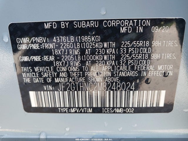 Subaru na 2021 JF2GTHNC2M8248024 Image 9