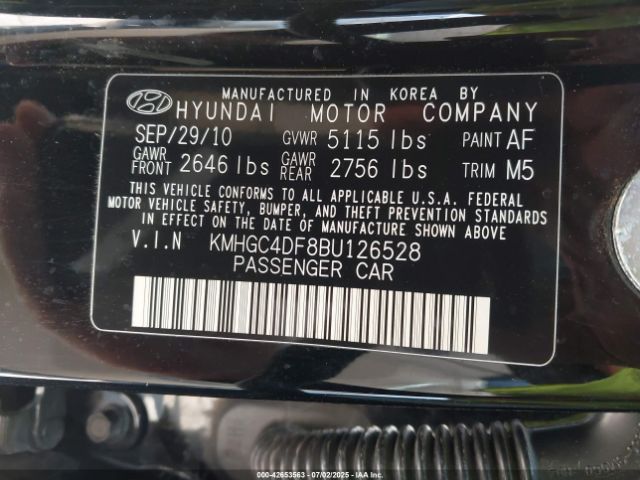 2011 HYUNDAI GENESIS KMHGC4DF8BU126528 Photo 8