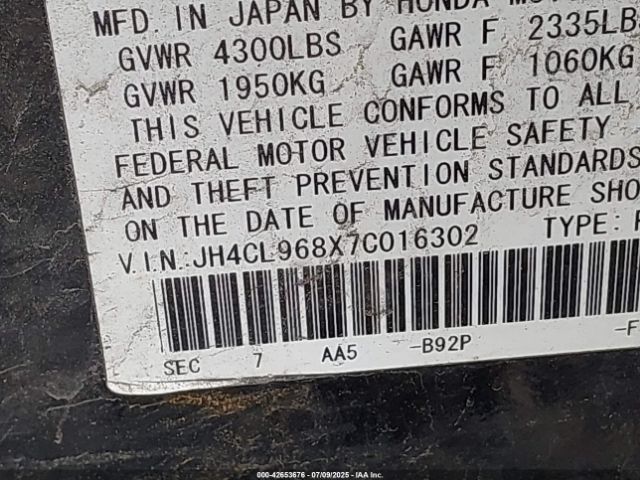 2007 ACURA TSX JH4CL968X7C016302 Photo 8