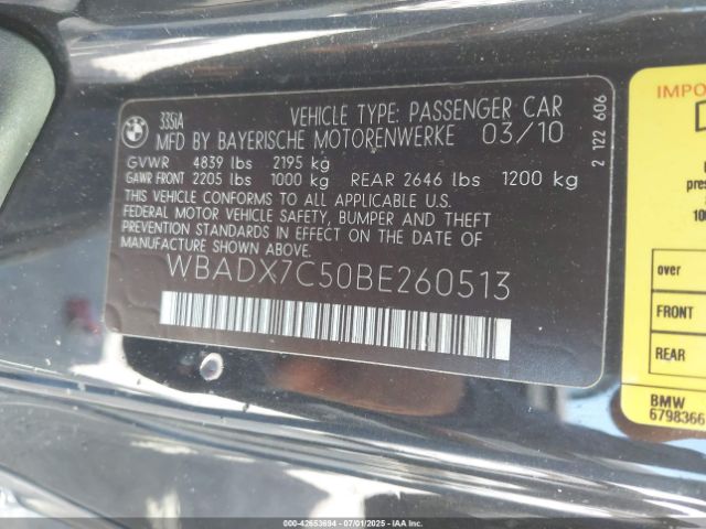 2011 BMW 335I WBADX7C50BE260513 Photo 8